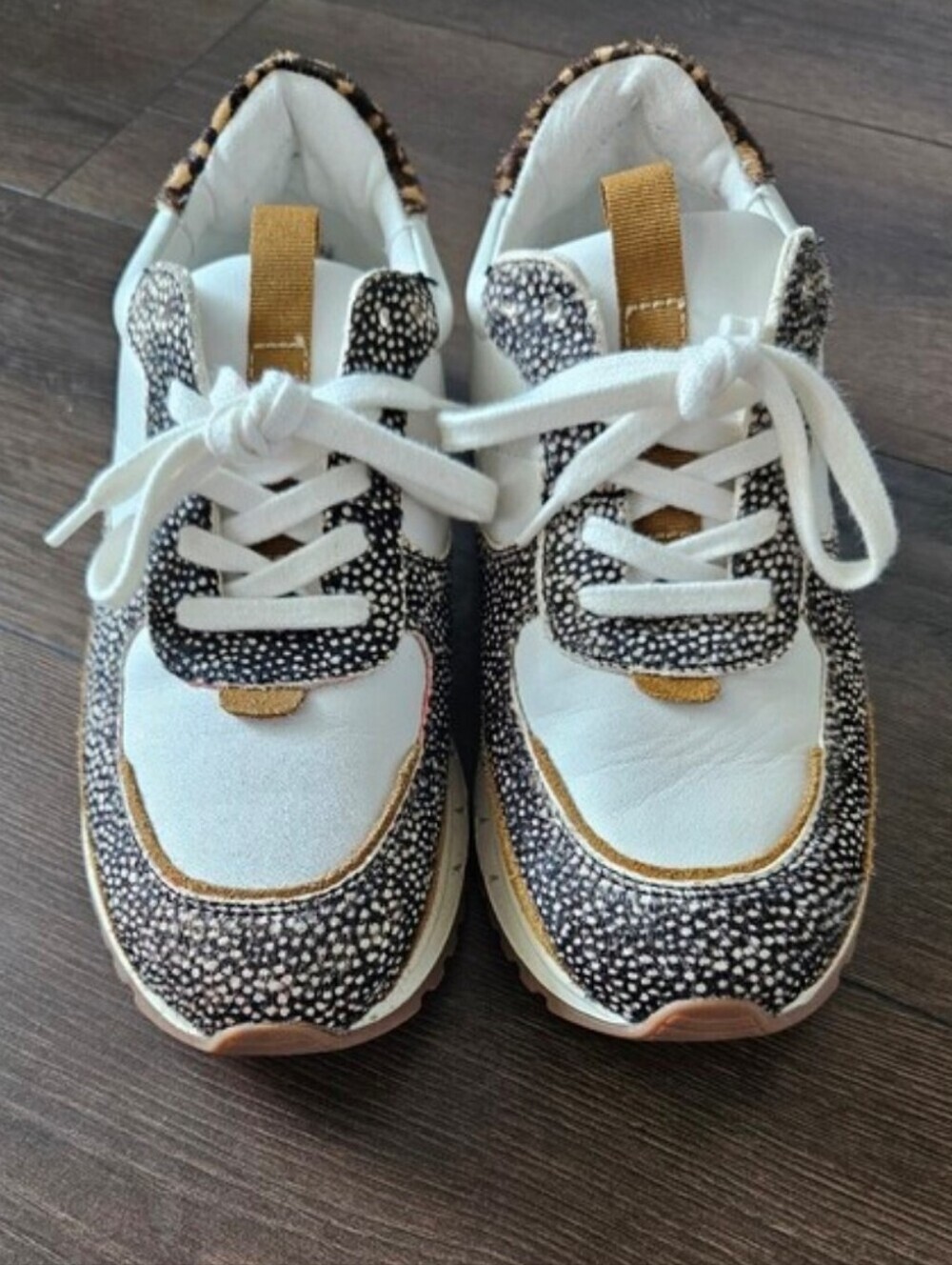 Madewell Kickoff Trainer Sneakers Leather Spot Calf Hair Olive Grove W8.5 M7